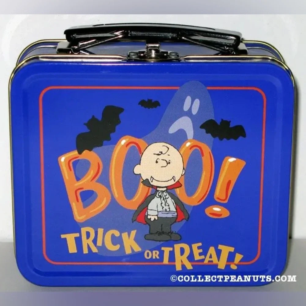 🆕 Charlie Brown Vampire Boo Trick or Treat Halloween Collector Metal Lunch Box